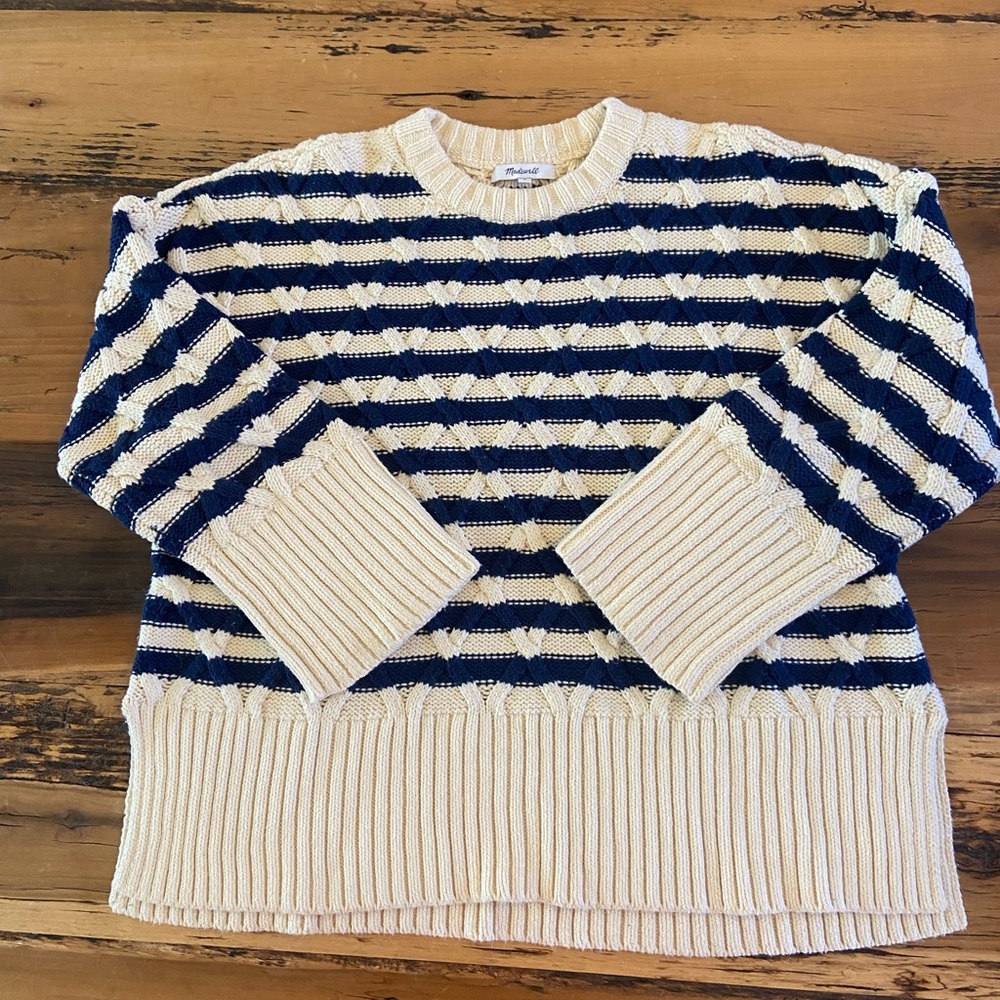 Madewell Stripe Cotton Blend Sweater Size M